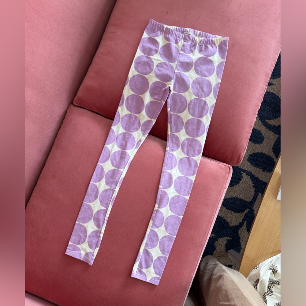 Pink chicken leggings NWOT purple Polka Dot 12yo